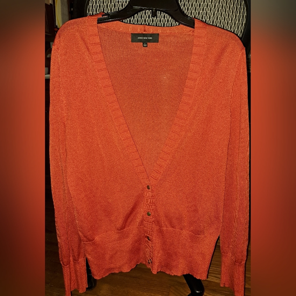 Jones New York orange cardigan